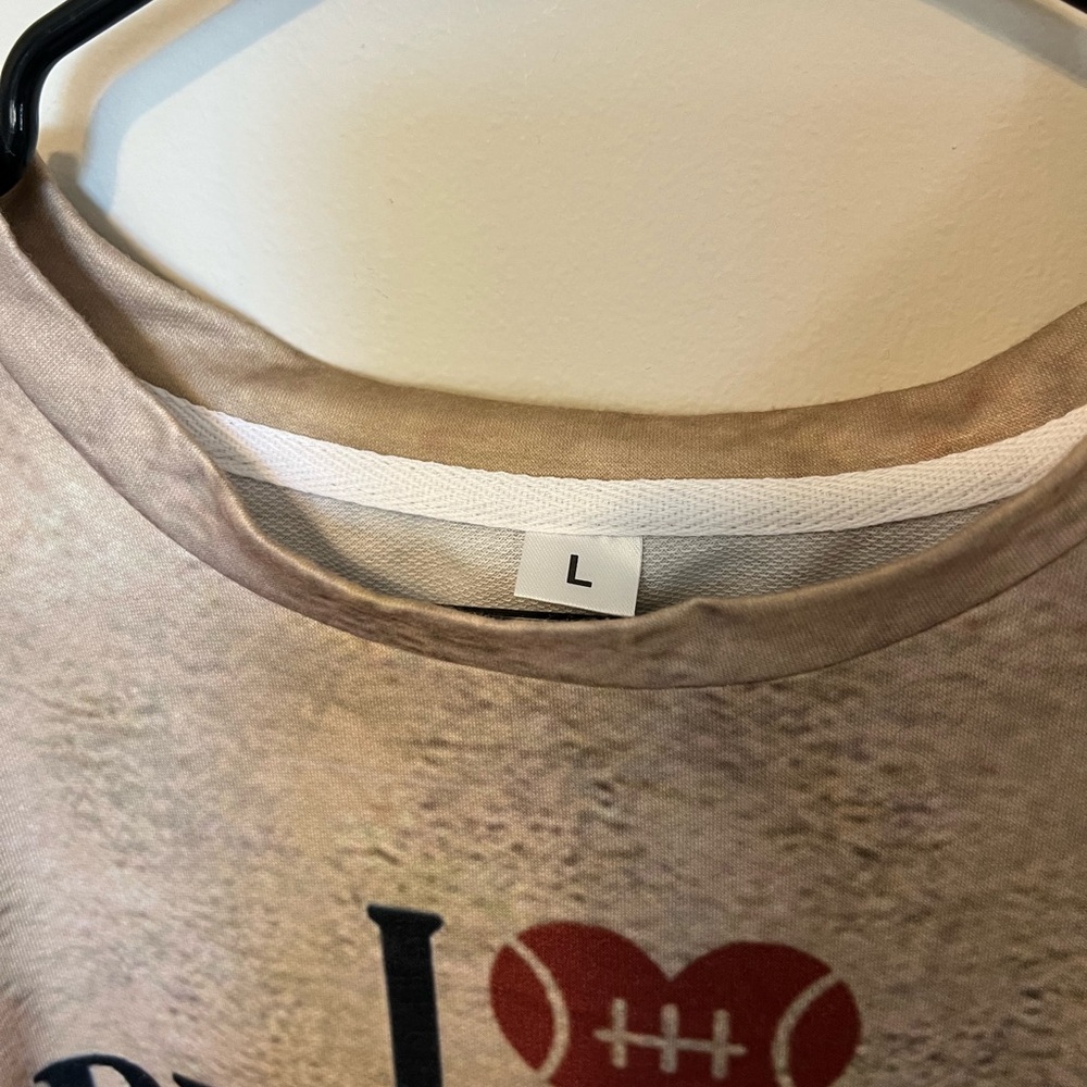 Funny Tan Graphic Sweatshirt with Red and Black Text - Picture 4 of 4